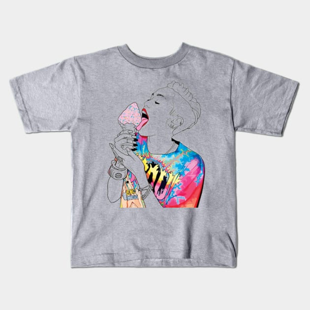 Psychedelic Ice Cream Kids T-Shirt by robertromanian